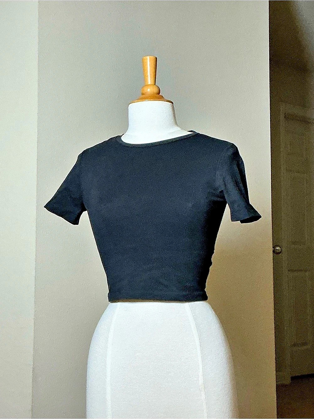 Zara Basic Short Sleeve Crop Top Black XS